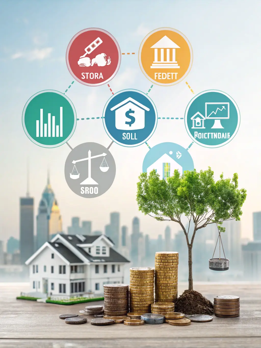 A diverse portfolio chart showing investments across real estate, forex, and crypto, illustrating Trillions Systems Limited's comprehensive financial services.